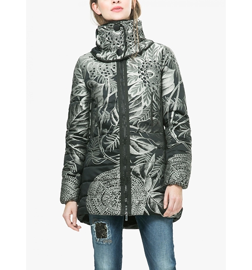 Dámský zimní kabát DESIGUAL BLACK 26 2000 NEGRO - DESIGUAL - 67E2LC1 2000 ABRIG BLACK 26