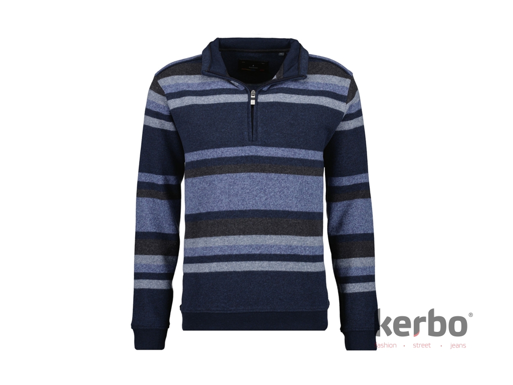 Pánský svetr RAGMAN Mock neck stripe 711 DUNKELBLAU - Kerbo.cz módní  oblečení pro každý den