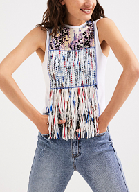 Dámské triko DESIGUAL BYE BYE 1001 CRUDO
