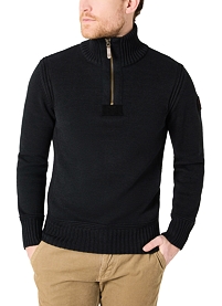 Pánský svetr TIMEZONE Heavy Knit Seamans Troyer Černá