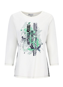 Dámské triko HAJO D Shirt platzierter Druck 3/4 Bílá