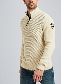 Pánský svetr PME LEGEND Pullover with half-zipper Béžová