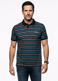 Pánská polokošile KERBO POLO GULF černá s tyrkys proužkem