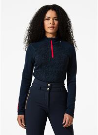 Funkční triko HELLY HANSEN W LIFA MERINO MIDW GRA 1/2 ZIP 598 NAVY DECO FLOWER