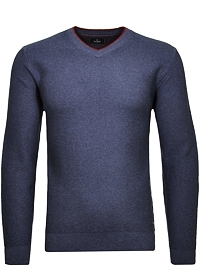 Pánský svetr RAGMAN V-neck Pullover with tipping 782  BLAU-MEL