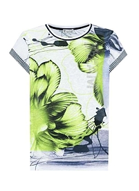 Dámské tričko HAJO 19770 537 D Shirt sommerl.Leinenoptik,RH 537 limette