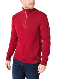 Pánský svetr TIMEZONE Heavy Knit Seamans Troyer Červená