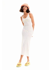 Dámské šaty DESIGUAL 24SWMF02 1000 SWIM_DRESS KENIA 1000 WHITE