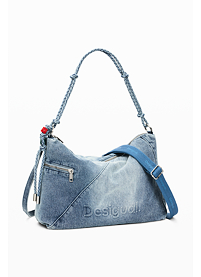 Dámská kabelka DESIGUAL HALF LOGO DENIM LEIRIA 2.0 Modrá