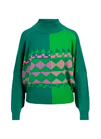 Dámský svetr Blutsgeschwister Diamond Loom Egg Zelená