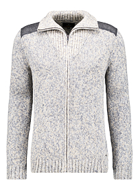 Pánský svetr RAGMAN Cardigan with patches Šedá