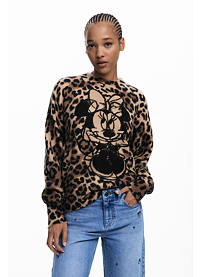Dámský svetr DESIGUAL 25WWJF43 6001 JERS MINNIE 6001 BROWN