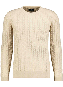 Pánský svetr RAGMAN Roundneck cable Béžová