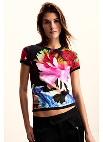 Dámské triko DESIGUAL MULTIFLOWERS Multicolor