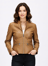 Dámská kožená jarní bunda MILESTONE MSMascha Hnědá