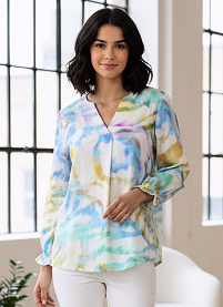 Dámská halenka HAJO D Bluse Tunikaform V-Ausschn. Multicolor