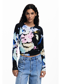 Dámský svetr DESIGUAL 25WWJF46 5025 JERS NENUFAR LACROIX 5025 BLUE