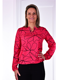 Dámská halenka HAJO D Shirt Blütendruck abstrakt Červená
