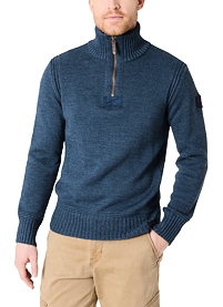 Pánský svetr TIMEZONE Heavy Knit Seamans Troyer Modrá