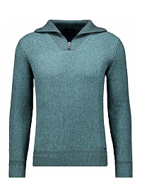 Pánský svetr RAGMAN Troyer bicolour stripe Zelená