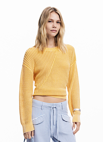 Dámský svetr DESIGUAL FINLANDIA Žlutá