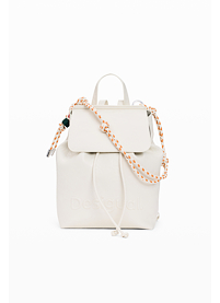 Dámský batůžek DESIGUAL HALF LOGO LUENA MINI ECRU Bílá