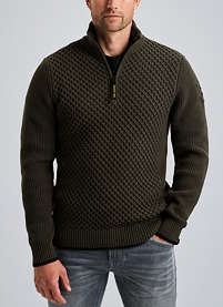Pánský svetr PME LEGEND Pullover with half-zipper Zelená