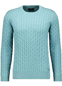 Pánský svetr RAGMAN Roundneck cable Zelená