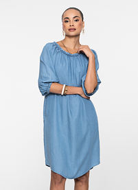 Dámské letní šaty Geisha Dress denim elastic Modrá