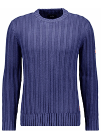 Pánský svetr RAGMAN Roundneck rib Modrá