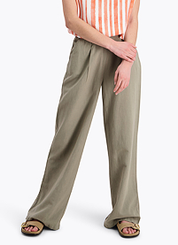 Dámské kalhoty TIMEZONE Linen Wide Leg Zelená