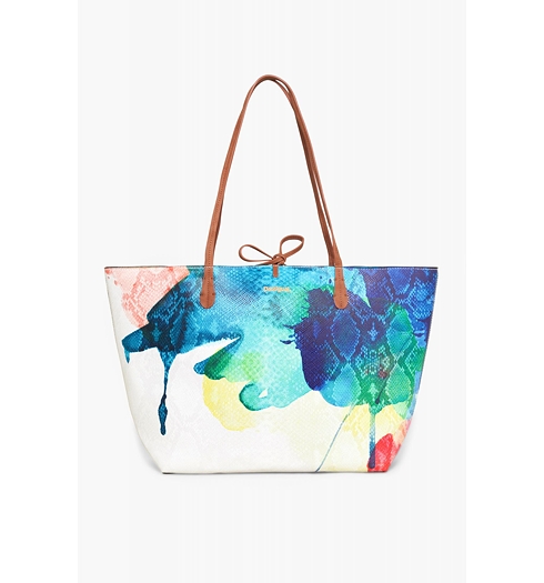 Dámská kabelka DESIGUAL BOLS CAPRI AQUARELLE 1000 BLANCO - DESIGUAL - 72X9EE3 1000 BOLS CAPRI AQUARELLE