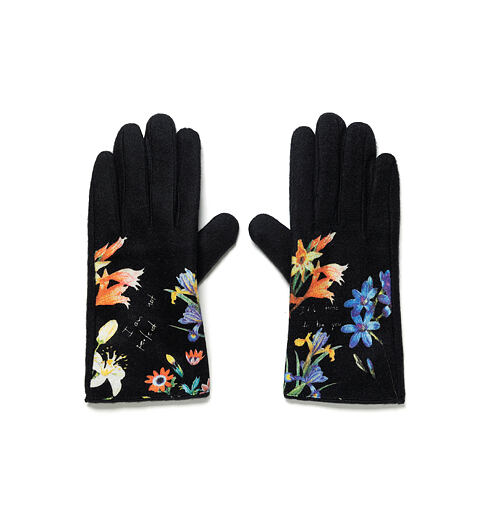 Dámské rukavice DESIGUAL FLOWERISH 2000 BLACK - DESIGUAL - 20WAAK05 2000 GLOVES_FLOWERISH
