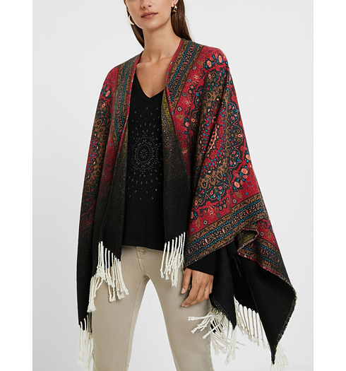 Dámské pončo DESIGUAL PERSONALITY 6000 BROWN - DESIGUAL - 20WAIW07 6000 PONCHO_PERSONALITY