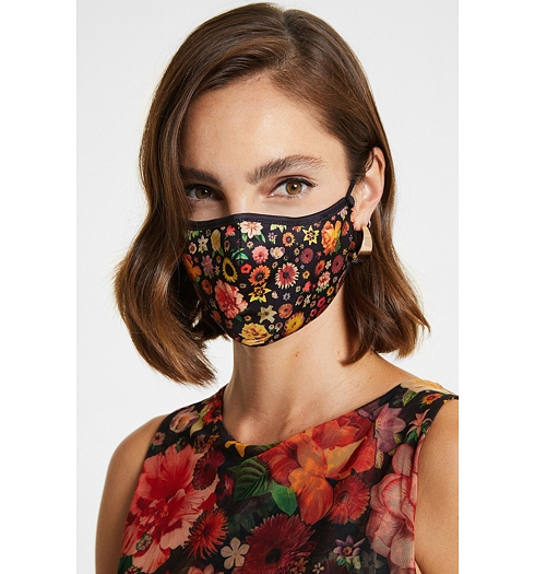 Dámské roušky DESIGUAL Flowers 7002 orange - DESIGUAL - 20WAOA05 7002 MASK FLOWERS