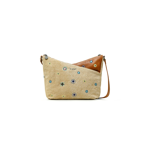 Dámská kabelka DESIGUAL JULY DENIM HARRY MINI 6008 BEIGE - DESIGUAL - 21SAXA98 6008 BOLS_JULY DENIM HARRY MINI