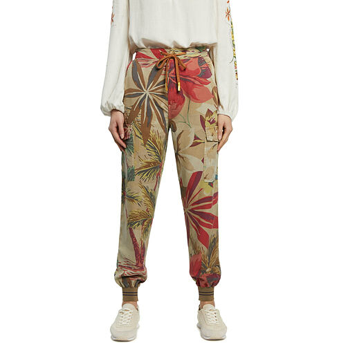 Dámské kalhoty DESIGUAL TOUCHE 6007 BEIGE SAFARI - DESIGUAL - 21SWPN38 6007 PANT_TOUCHE