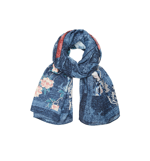 Dámský šátek DESIGUAL TITANITE DENIM RECTANGLE 5001 MARINO - DESIGUAL - 21WAWA15 5001 FOU_ TITANITE DENIM RECTAN