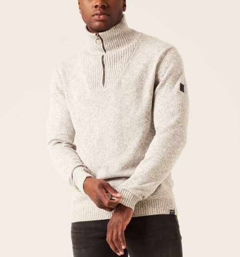 Pánský svetr GARCIA mens pullover 1855 cream melee - GARCIA - I11039 1855 mens pullover
