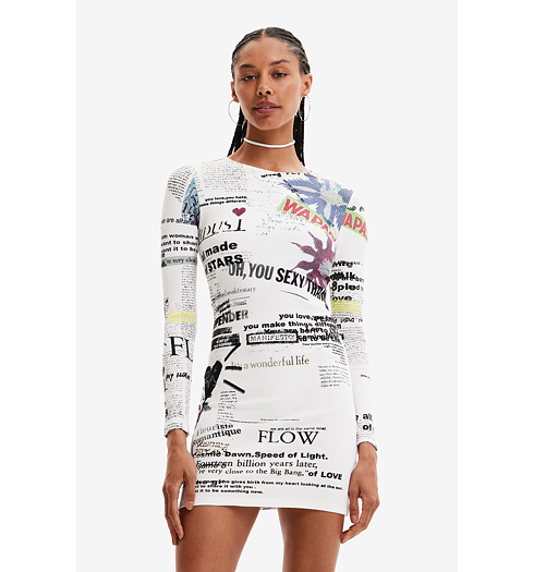 Dámské šaty DESIGUAL WAPAS 1001 CRUDO - DESIGUAL - 22WWVK56 1001 VEST_WAPAS