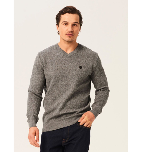 Pánský svetr GARCIA mens pullover 66 grey melee - GARCIA - Z1084 66 mens pullover