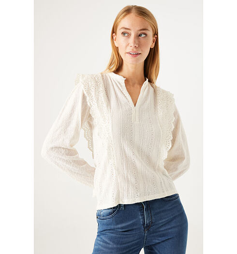 Dámská halenka GARCIA N40220 53 ladies shirt ls 53 off white - GARCIA - N40220 53 ladies shirt ls