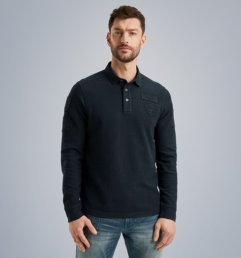 PME LEGEND PPS2402804 5281 Long sleeve polo structured pique 5281 - PME LEGEND - PPS2402804 5281 Long sleeve polo structured pique
