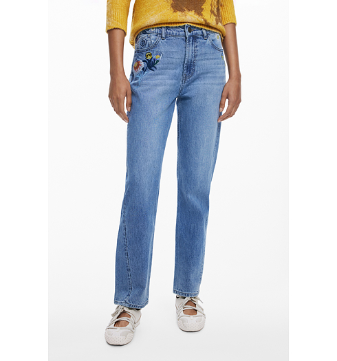 Dámské jeans DESIGUAL 25WWDD23 5053 DENIM SUNFLOWER 5053 BLUE - DESIGUAL - 25WWDD23 5053 DENIM SUNFLOWER