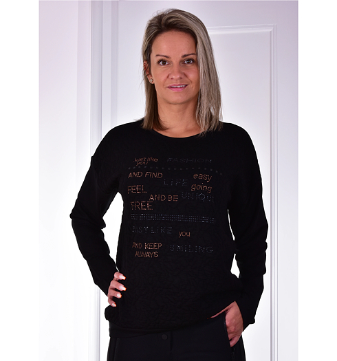 Dámská mikina HAJO D Sweatshirt Strukturware Černá - HAJO - 10672 100 D Sweatshirt Strukturware