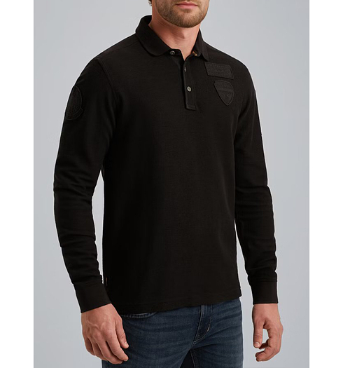 Pánská polokošile PME LEGEND Polo shirt with long sleeves Černá - PME LEGEND - PPS2509802 9067 Polo shirt with long sleeves