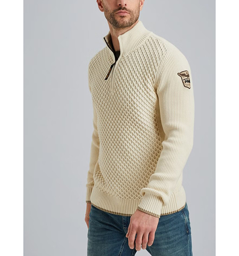 Pánský svetr PME LEGEND Pullover with half-zipper Béžová - PME LEGEND - PKW2509324 7013 Pullover with half-zipper