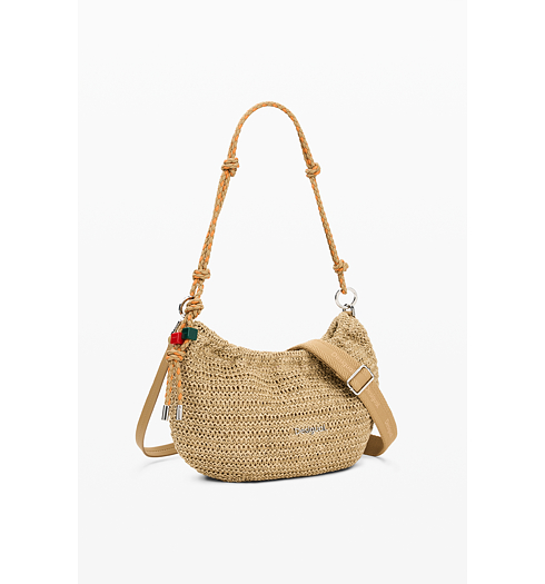 Dámská kabelka DESIGUAL HALF LOGO RAFFIA WAVERLY Béžová - DESIGUAL - 26SAXO01 1014 BAG HALF LOGO RAFFIA WAVERLY