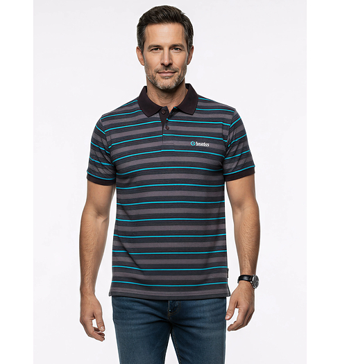 Pánská polokošile KERBO POLO GULF černá s tyrkys proužkem - KERBO - POLO GULF 020/040