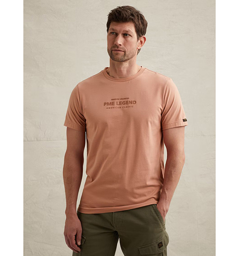 Pánské triko PME LEGEND R-neck jersey Oranžová - PME LEGEND - PTSS2604584 3031 Short sleeve r-neck cotton elastan jersey
